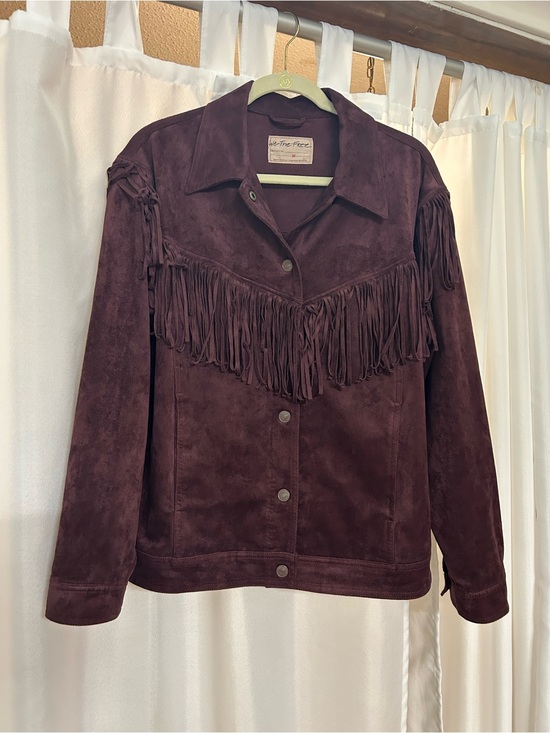 We The Free Jackets & Blazers - We The Free Fringe Suede Jacket - Burgundy Plum